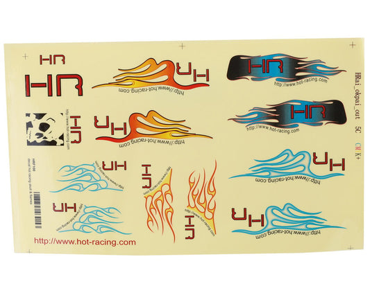 Hot Racing Flames Sticker Sheet (Large) (HRAHRF100)