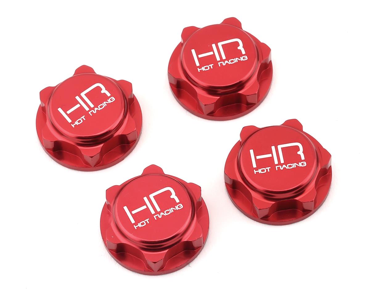 Hot Racing 17mm Serrated Dirt Shield Closed Wheel Nuts (Red) (4) (HRANRO10N02)
