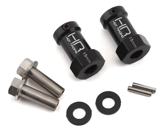 Hot Racing Axial Wheel Hub Extensions w/12mm Hex (Black) (2) (+15mm) (HRASCX10FT01)