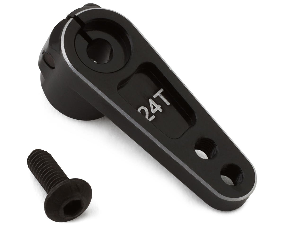 Hot Racing Aluminum 5mm Offset Servo Horn (Black) (24T-Hitec) (HRASH24TH01)
