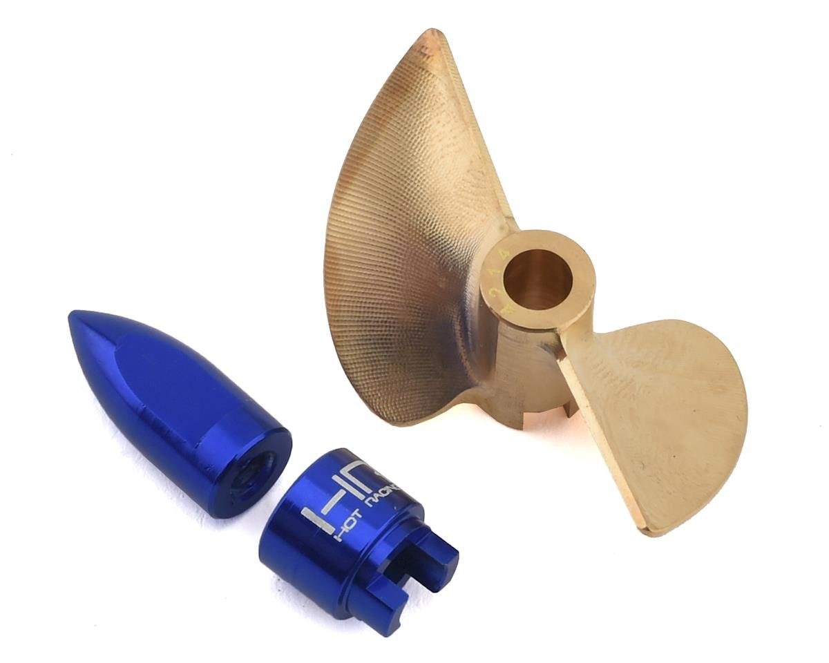 Hot Racing Pro Brass Prop w/Nut & Drive Dog for Traxxas Spartan/M41 (Brass/Blue) (HRASPN1000ME)
