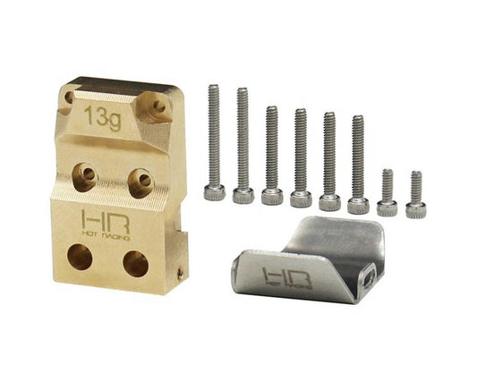 Hot Racing Axial SCX24 Brass Differential Cover w/Stainless Axle Skid Plate 13g) (HRASXTF12CP)