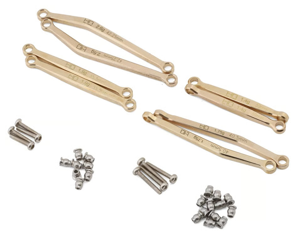 HOT RACING - Axial SCX30 Brass High Clearance Suspension Links Set (Gold) (Bronco/Wrangler) (HRASXTY133H)