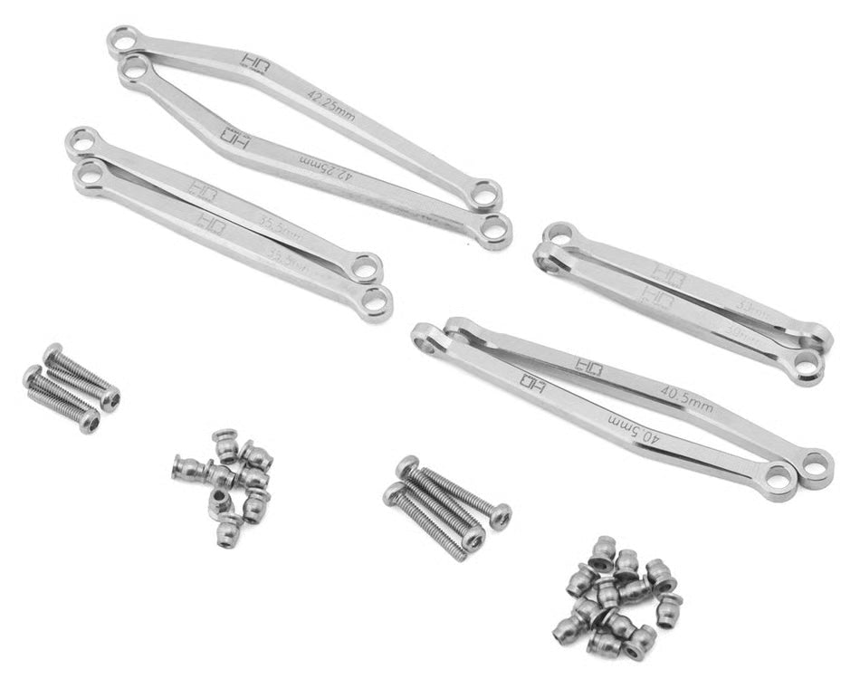 HOT RACING - Axial SCX30 Aluminum High Clearance Suspension Links Set (Silver) (HRASXTY133X08)