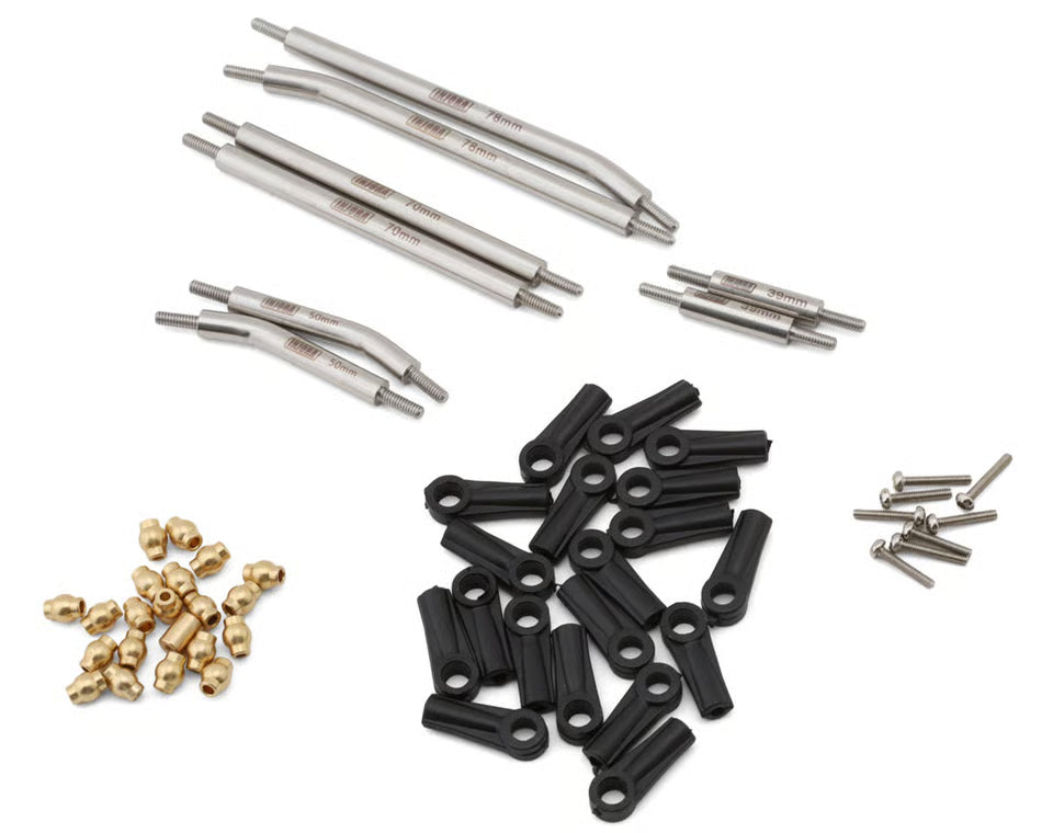 INJORA - Axial SCX24 Steel High Clearance Suspension Links Set (155mm Wheelbase) (Silver) (Gladiator/Power Wagon) (SCX24-92SR)