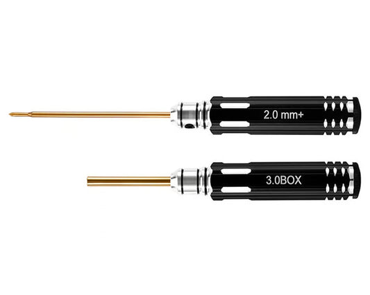 INJORA - Axial SCX30 Aluminum 2-Piece Metric Screwdriver & Nut Driver Tool Set (2mm Phillips/3mm Nut) (INJTOOL-LSD63-64)