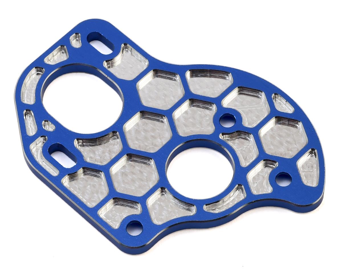 JConcepts B6.1/B6.1D Aluminum "3 Gear" Layback Honeycomb Motor Plate (Blue) (JCO2408-1)