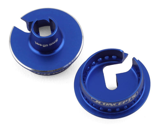 JConcepts Team Associated Fin Aluminum 13mm Shock Spring Cups (Blue) (5mm Offset) (JCO2703-1)