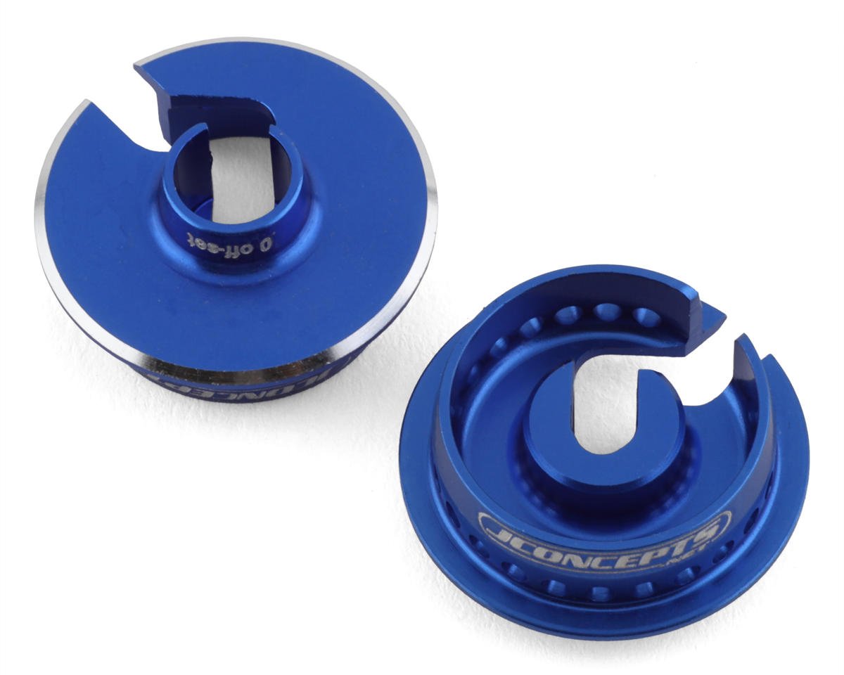 JConcepts Team Associated Fin Aluminum 13mm Shock Spring Cups (Blue) (0mm Offset) (JCO2721-1)