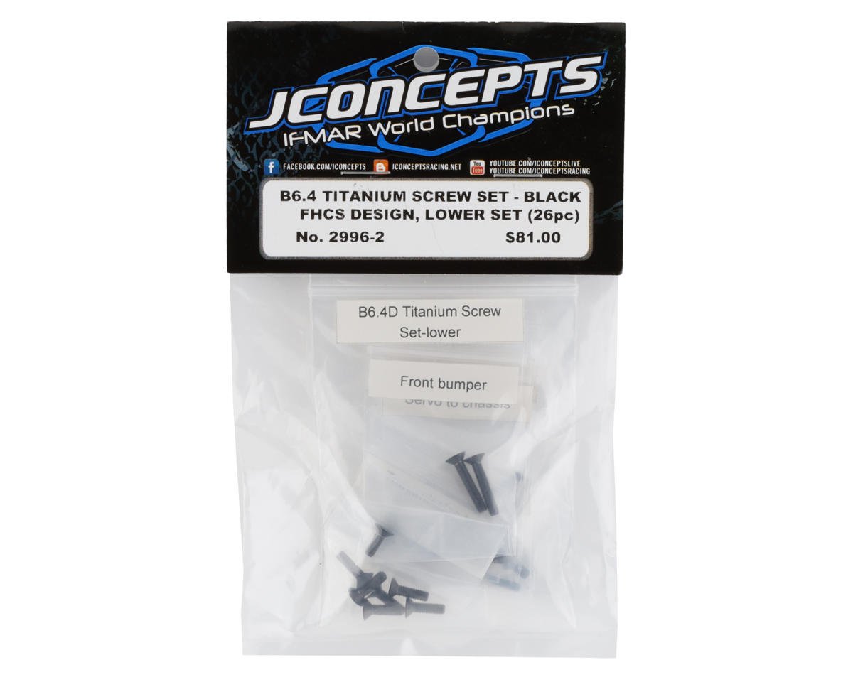 JConcepts Team Associated B6.4 Titanium Lower Screw Set (26) (Black) (JCO2996-2)