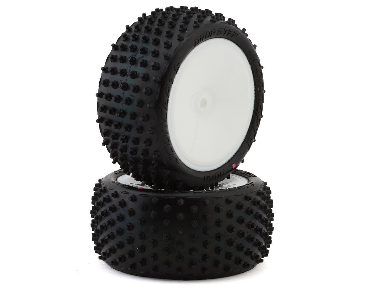 JConcepts Drop Step 2.2" Pre-Mounted Rear Buggy Carpet Tires (White) (2) (Pink) (JCO3059-101021)