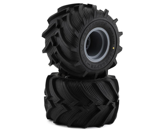 JConcepts Fling Kings Pre-Mounted Monster Truck Tires (Silver) (2) (Yellow) (JCO3084-4099)