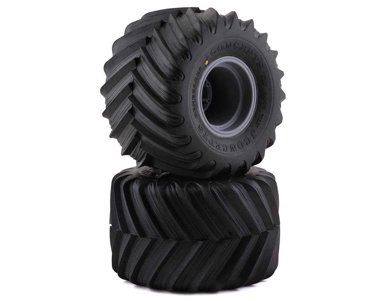 JConcepts Renegades Pre-Mounted All Terrain Monster Truck Tires (Silver) (2) (Yellow) (JCO3085-4099)