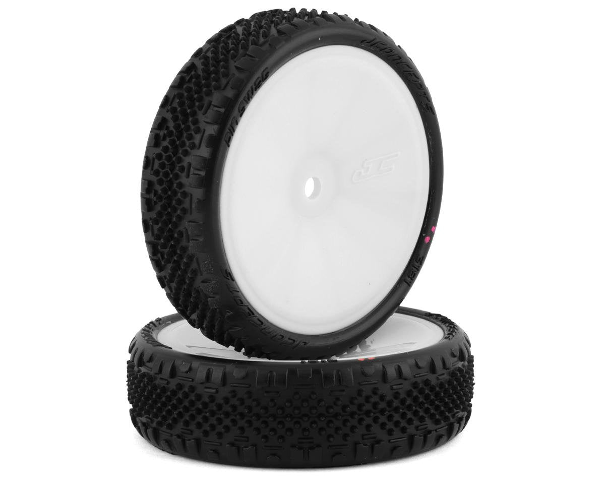 JConcepts Pin Swag Slim 2.2" Pre-Mounted 2WD Front Buggy Carpet Tires (White) (Pink) (JCO3181-101011)