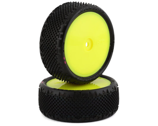 JConcepts Pin Swag 2.2" Pre-Mounted 4WD Front Buggy Carpet Tires (Yellow) (2) (Pink) (JCO3182-201011)