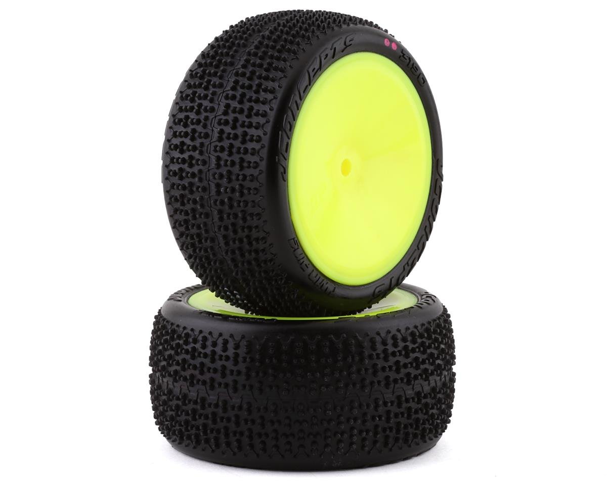 JConcepts Twin Pins 2.2" Pre-Mounted Rear Buggy Carpet Tires (Yellow) (2) (Pink) (JCO3190-201021)