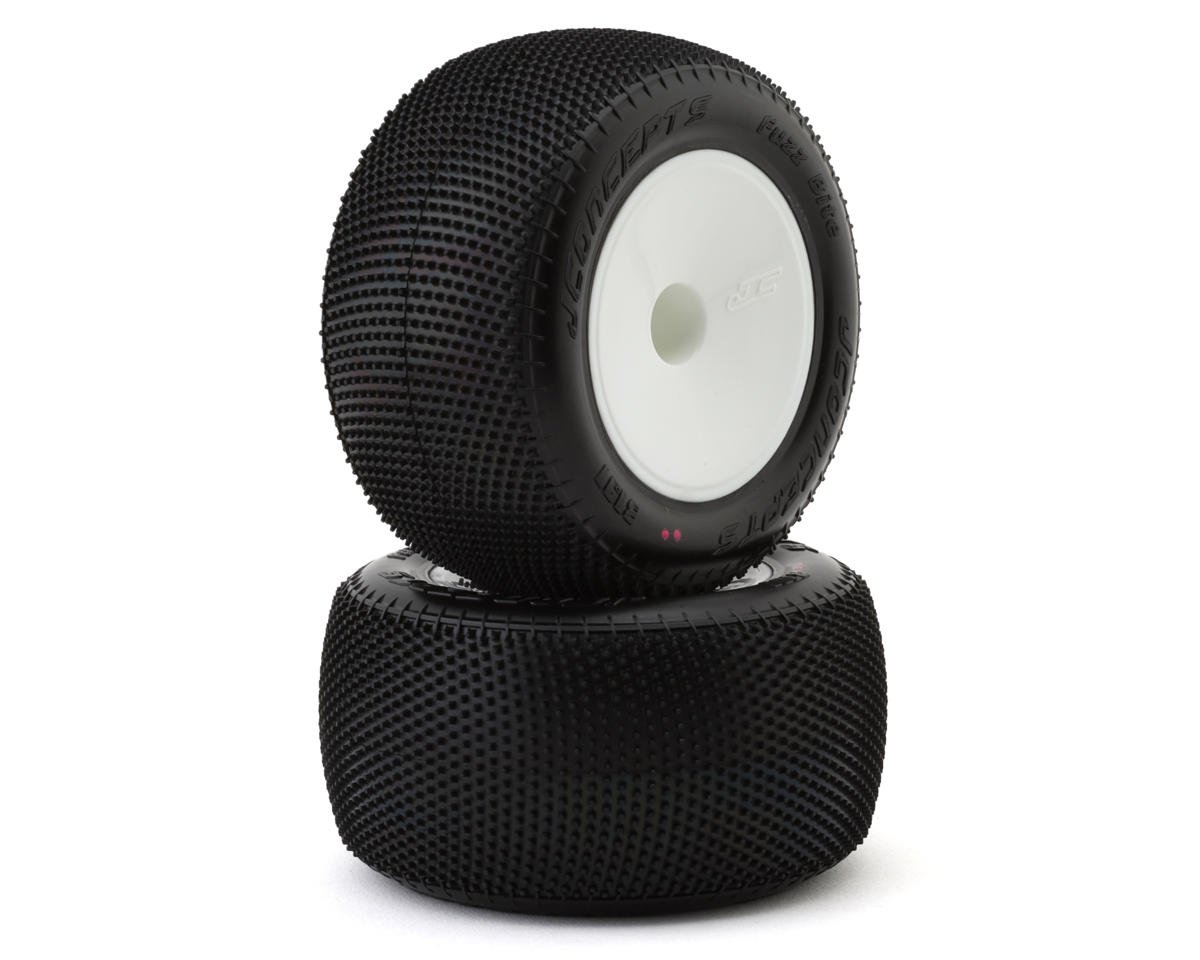 JConcepts Fuzz Bite 2.2" Pre-Mounted Stadium Truck Tires (White) (2) (Pink) (JCO3191-101091)