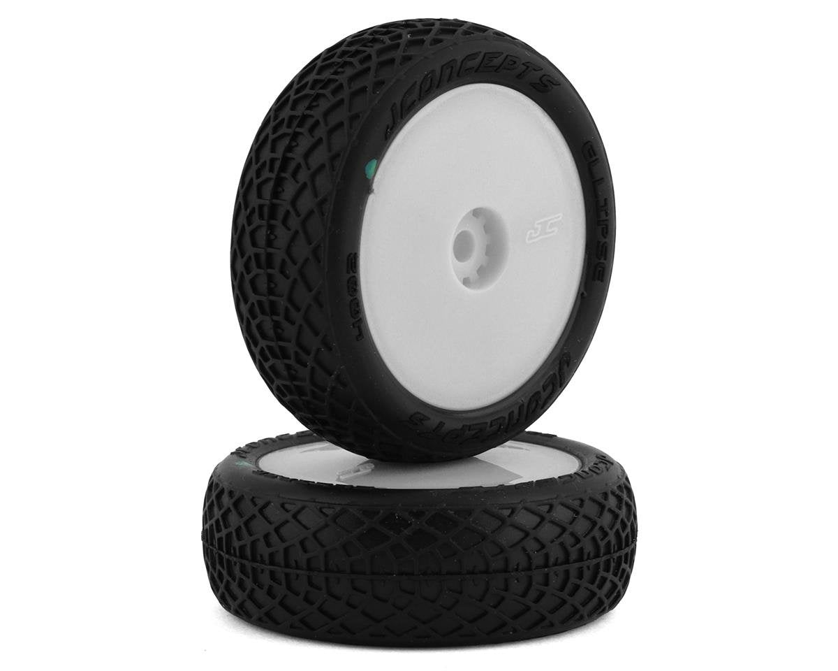 JConcepts Mini-B Ellipse Pre-Mounted Front Tires (White) (2) (Green) (JCO4002-1211)