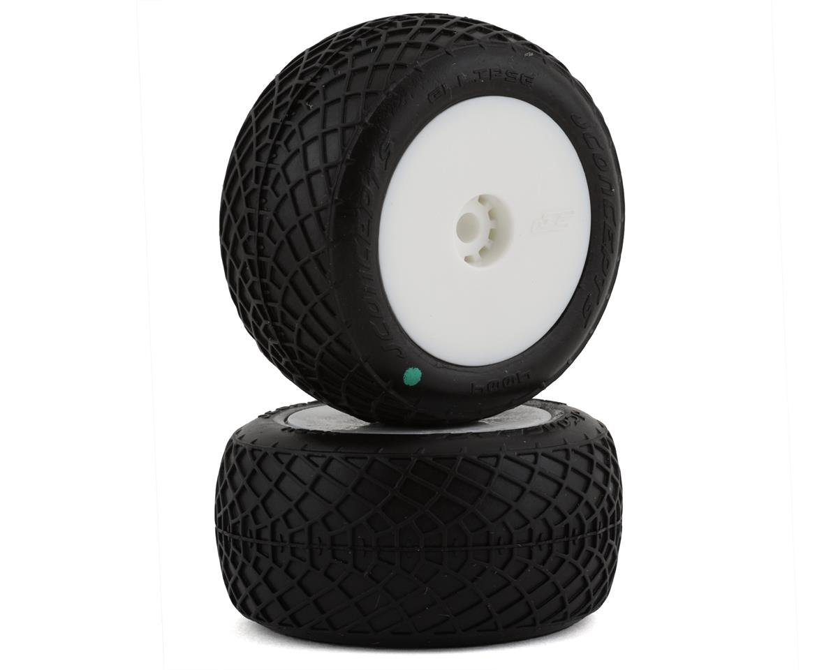 JConcepts Mini-B/Mini-T 2.0 Ellipse Pre-Mounted Rear Tires (White) (2) (Green) (JCO4004-1221)