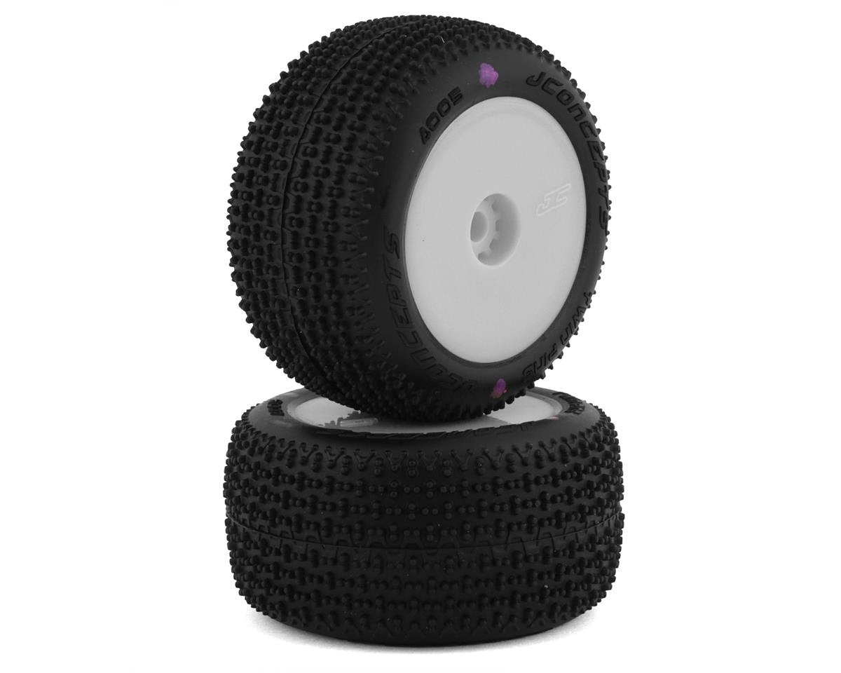 JConcepts Mini-B/Mini-T 2.0 Twin Pin Pre-Mounted Rear Tires (White) (2) (Pink) (JCO4005-101021)