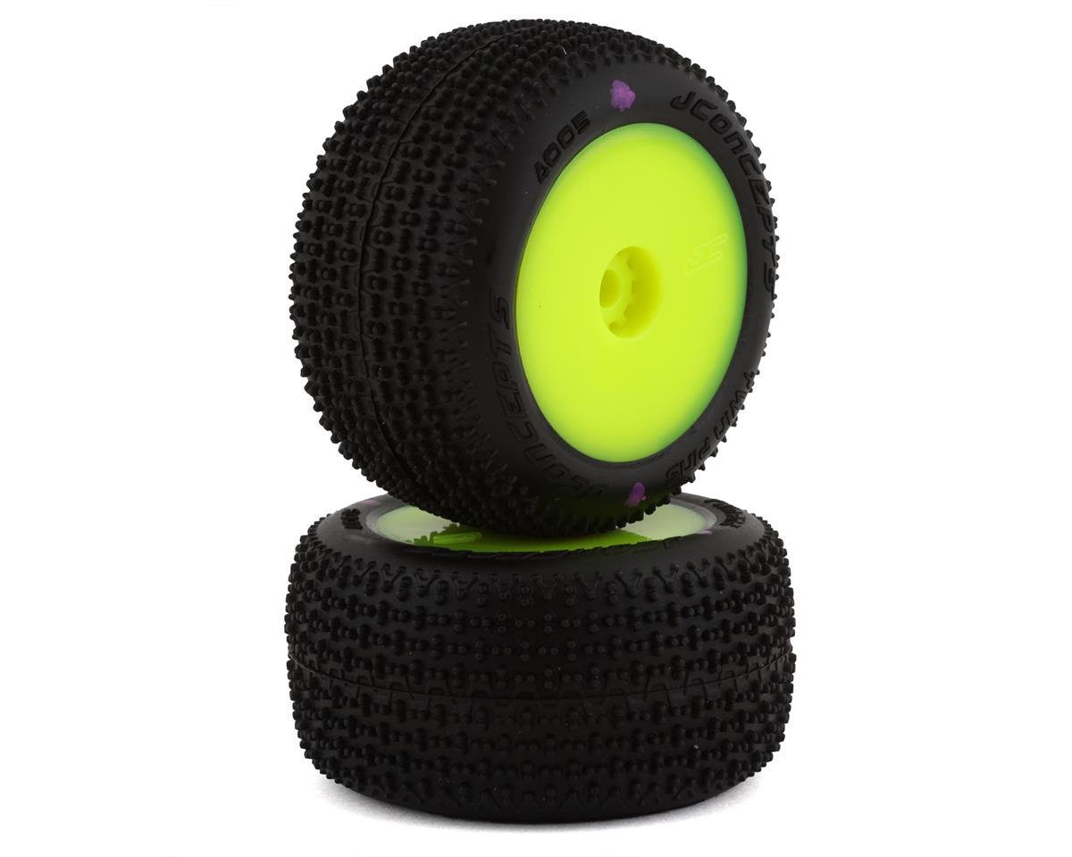 JConcepts Mini-B/Mini-T 2.0 Twin Pin Pre-Mounted Rear Tires (Yellow) (2) (Pink) (JCO4005-201021)