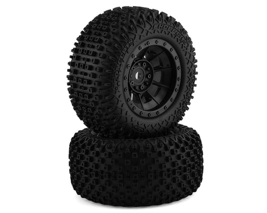 JConcepts Choppers Pre-Mounted Monster Truck Tires w/Hazard Wheel (Black) (2) (Platinum) (JCO4014-3994)