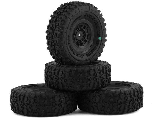 JConcepts Landmines 1.0" Pre-Mounted Tires w/Hazard Wheel (Black) (4) (Green) (JCO4022-3294)