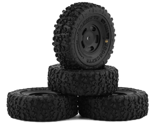 JConcepts Landmines 1.0" Pre-Mounted Tires w/Glide 5 Wheels (Black) (4) (Gold) (JCO4022-35911)