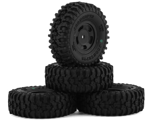 JConcepts SCX24 1.0" Tusk Pre-Mounted Tires w/Glide 5 Wheels (4) (Black) (Green) (JCO4023-32911)