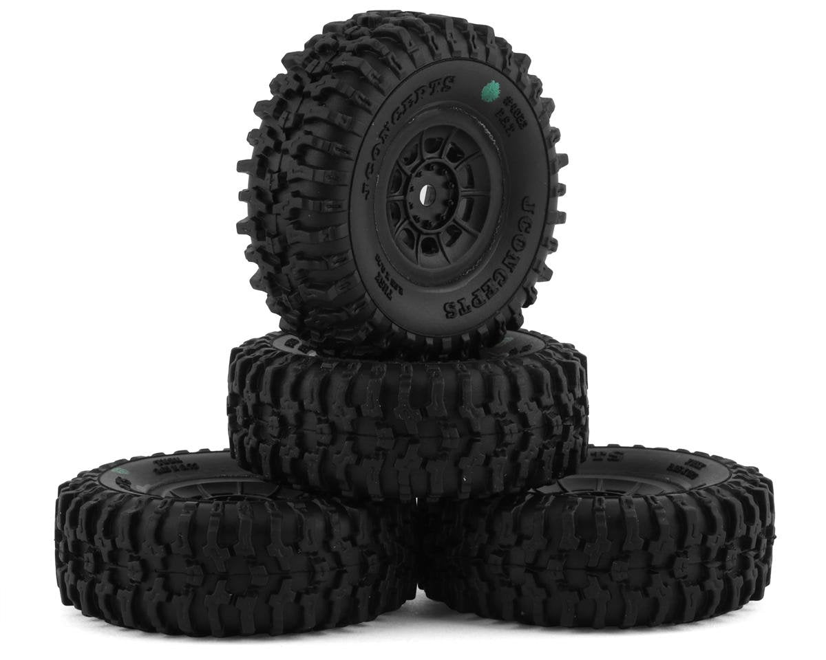 JConcepts Tusk 1.0" Pre-Mounted Tires w/Hazard Wheel (Black) (4) (Green) (JCO4023-3294)