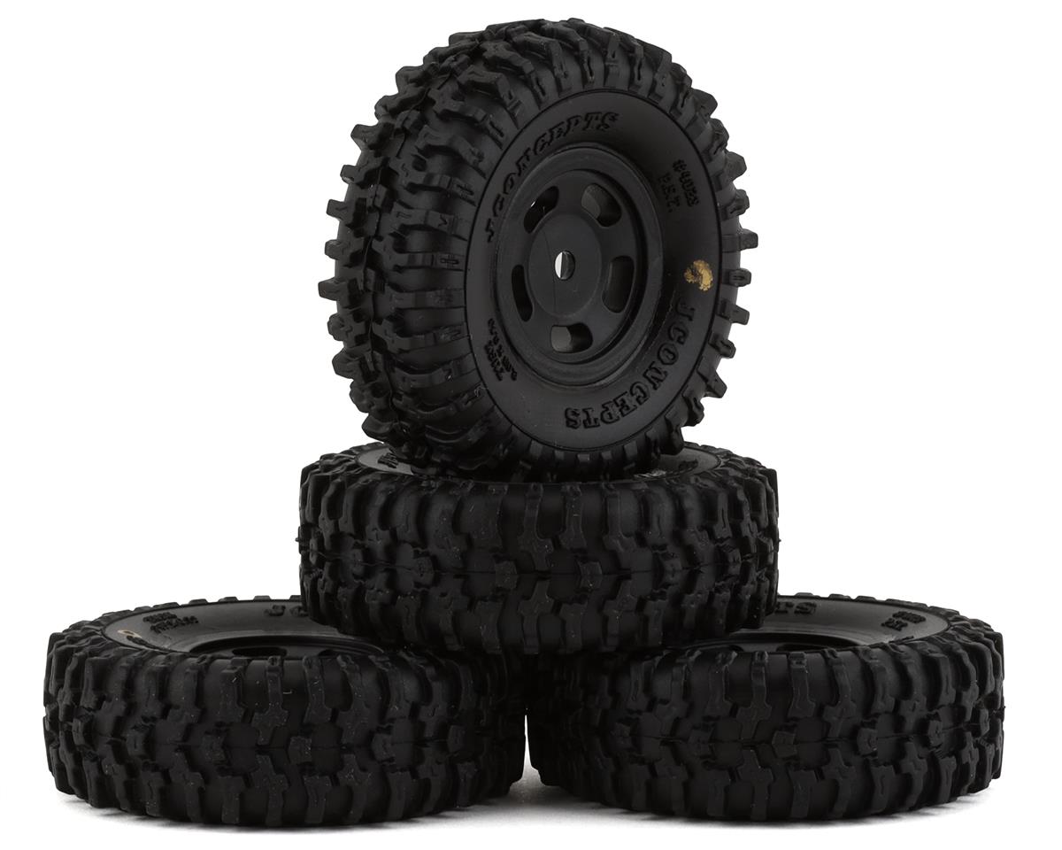 JConcepts SCX24 1.0" Tusk Pre-Mounted Tires w/Glide 5 Wheels (4) (Black) (Gold) (JCO4023-35911)