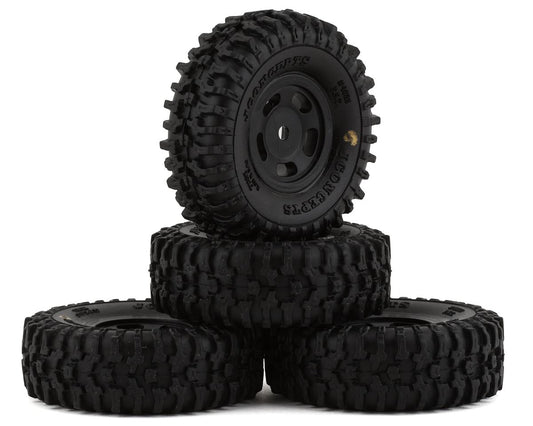JConcepts SCX24 1.0" Tusk Pre-Mounted Tires w/Glide 5 Wheels (4) (Black) (Gold) (JCO4023-35911)