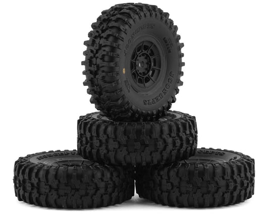 JConcepts Tusk 1.0" Pre-Mounted Tires w/Hazard Wheel (Black) (4) (Gold) (JCO4023-3594)