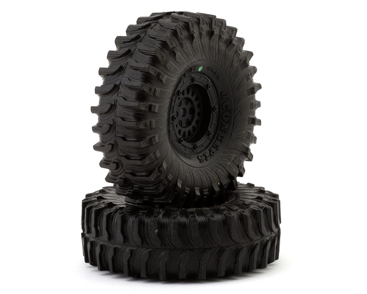 JConcepts The Hold 1.0" Pre-Mounted Tires (63mm OD) (2) w/Crusher Wheels (Green) (JCO4058-32913)
