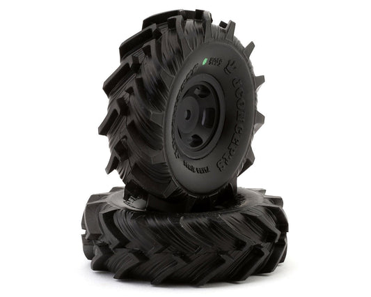 JConcepts Fling Kings 1.0" Pre-Mounted Tires (63mm OD) (2) w/Glide 5 Wheels (Green) (JCO4059-32911)