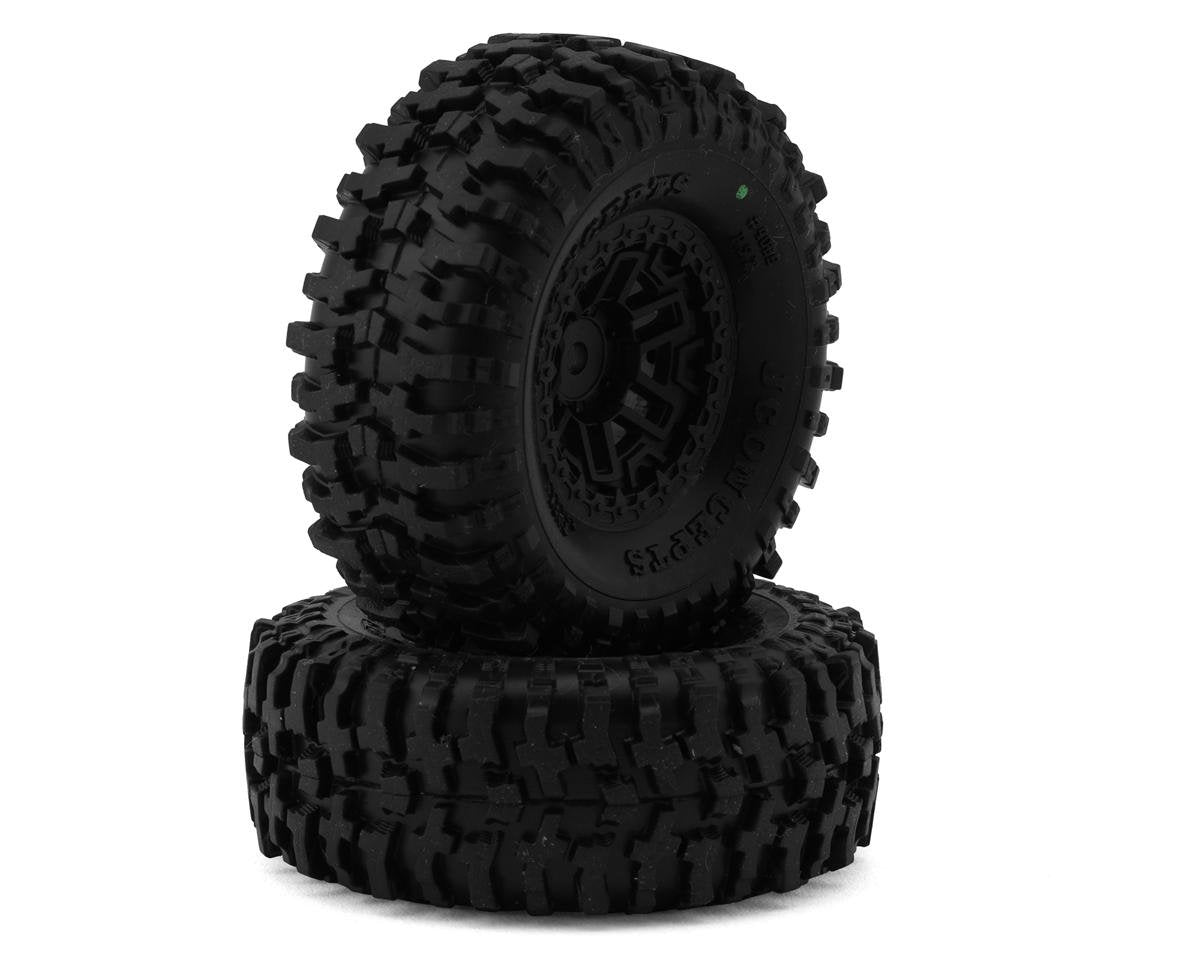 JConcepts Tusk 1.0" Pre-Mounted Tires w/Shuttle Wheels (2) (2.25Ó) (Green) (JCO4066-32412)