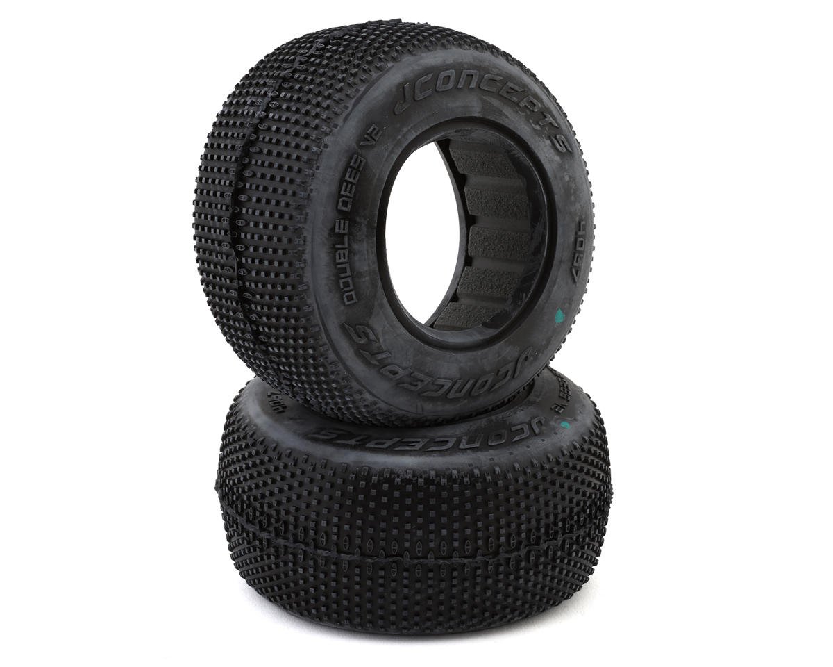 JConcepts Double Dee's V2 1/10 Short Course Truck Tires (2) (Green) (JCO4067-02)