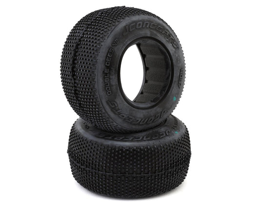 JConcepts Double Dee's V2 1/10 Short Course Truck Tires (2) (Green) (JCO4067-02)