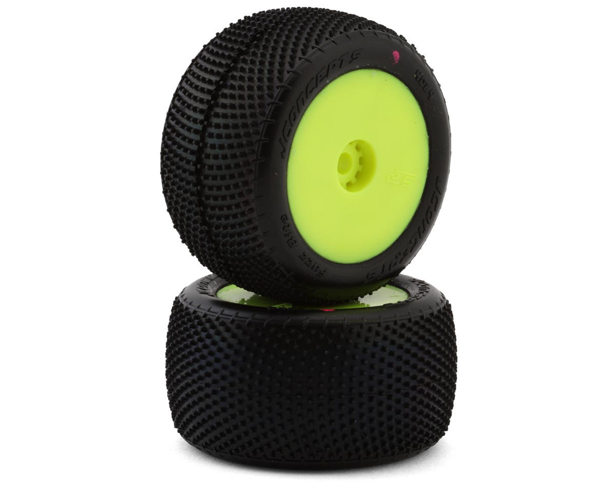 JConcepts Mini-T Fuzz Bite Pre-Mounted Rear Tires (Yellow) (2) (Pink) (JCO4084-2221)
