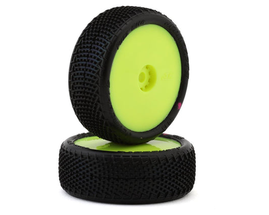 JConcepts Mini-B Fuzz Bite Pre-Mounted Front Tires (Yellow) (2) (Pink) (JCO4085-2211)