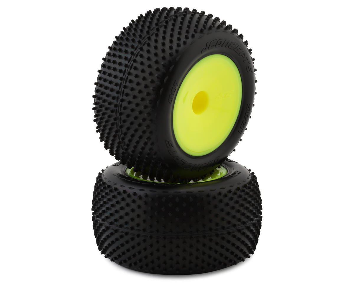 JConcepts 2.2" Siren Pre-Mounted 1/10 Stadium Truck Carpet Tires (Yellow) (2) (Pink) (JCO4107-201091)