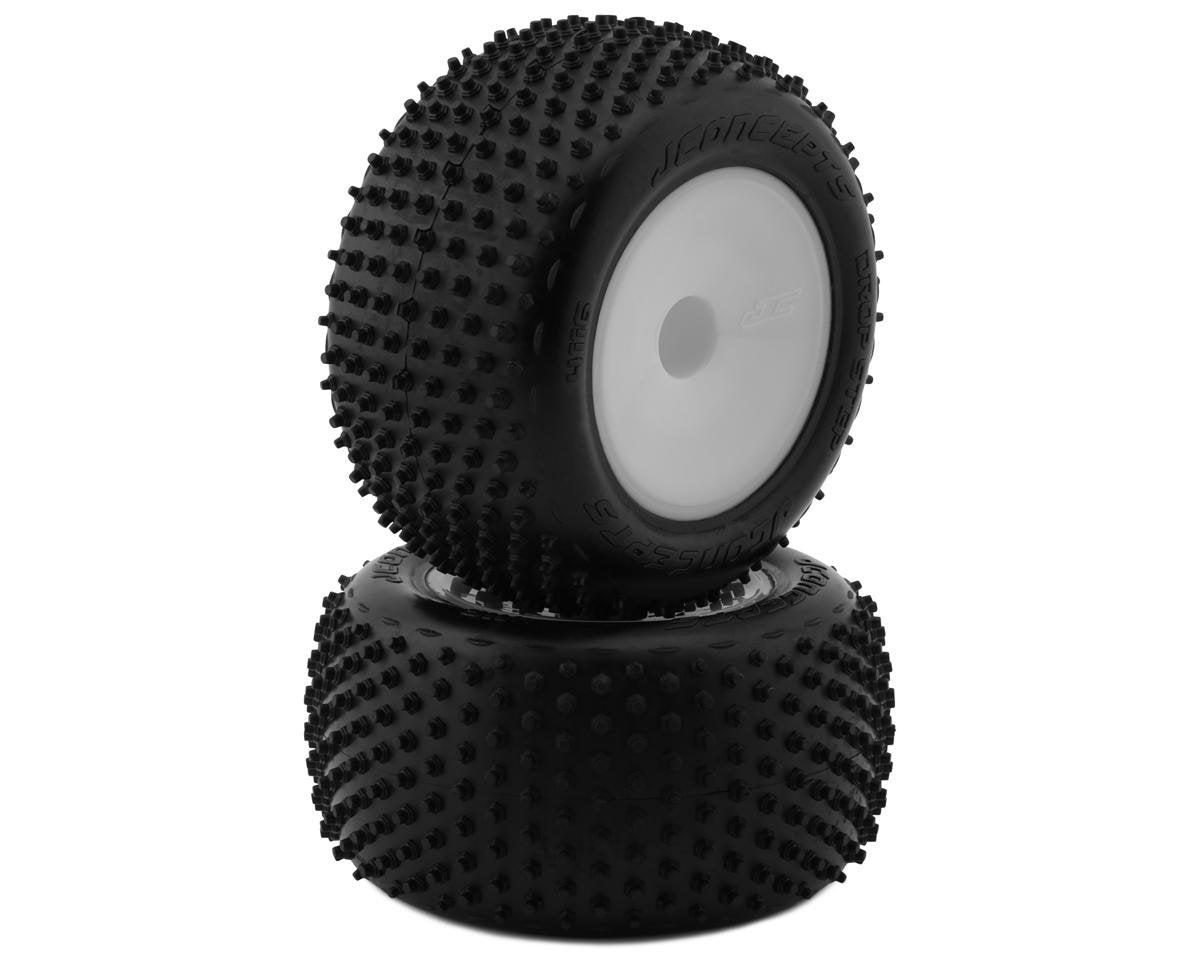 JConcepts 2.2" Drop Step Pre-Mounted 1/10 Stadium Truck Tires (White) (2) (Pink) (JCO4116-101091)
