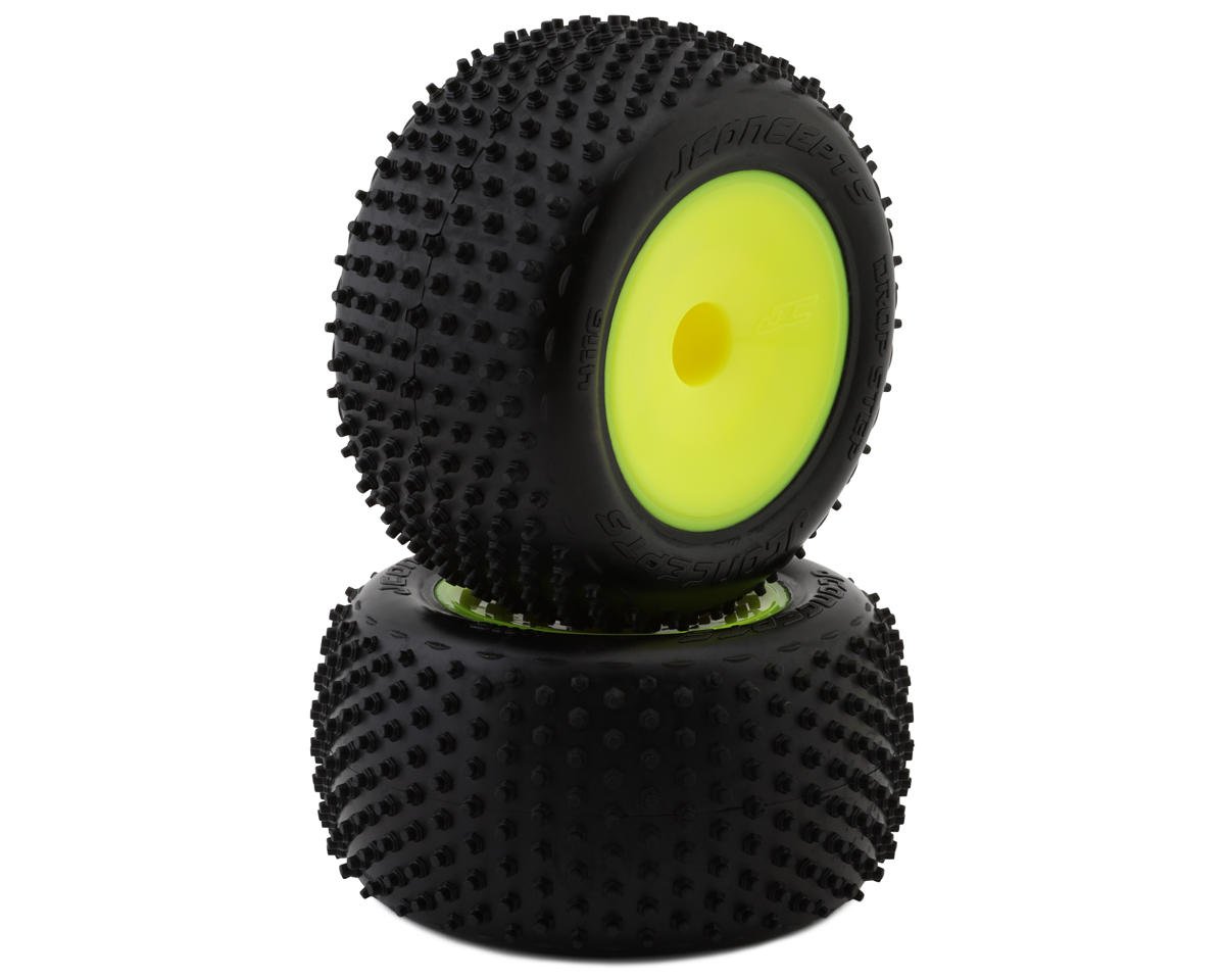 JConcepts 2.2" Drop Step Pre-Mounted 1/10 Stadium Truck Tires (Yellow) (2) (Pink) (JCO4116-201091)