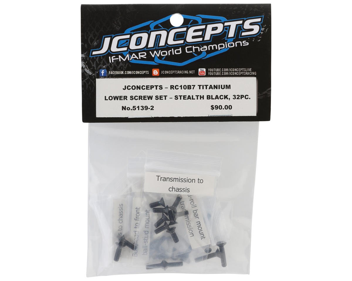 JConcepts RC10 B7/B7D Titanium Lower Screw Set (Black) (28) (JCO5139-2)