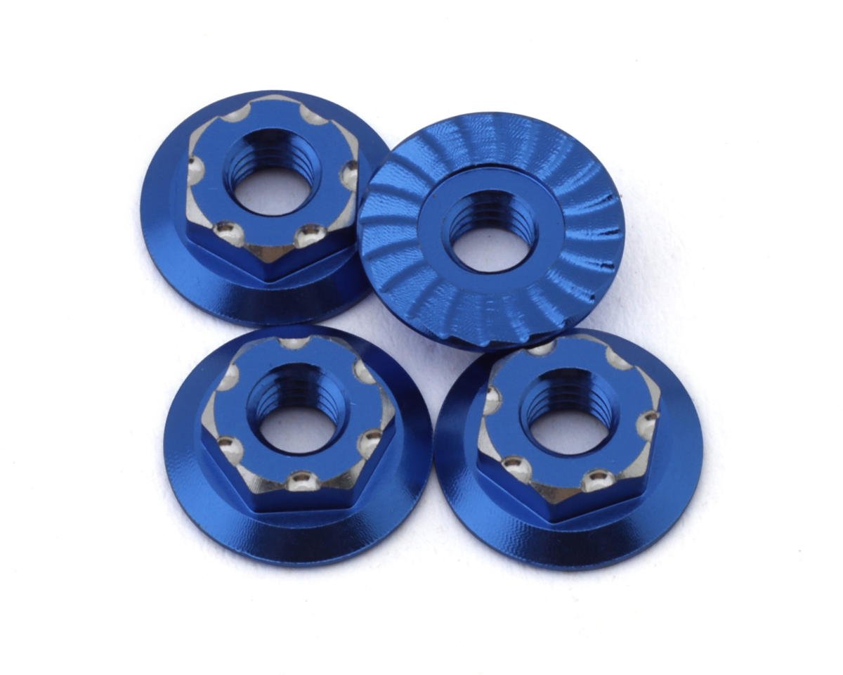 JConcepts RC10B7 7mm Aluminum Low-Profile Wheel Nuts (4) (Blue) (JCO5216-1)