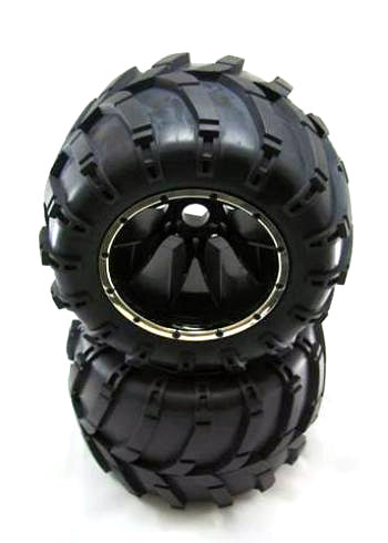 REDCAT - 50017 Pre-mounted 1/5th Truck Tires W/ Beadlock Wheels(Black)(2pcs) (50017)