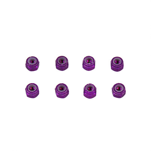 REDCAT - 02191P 3mm Aluminum Nylon Insert Locknut (Purple) (6pcs) (02191P)