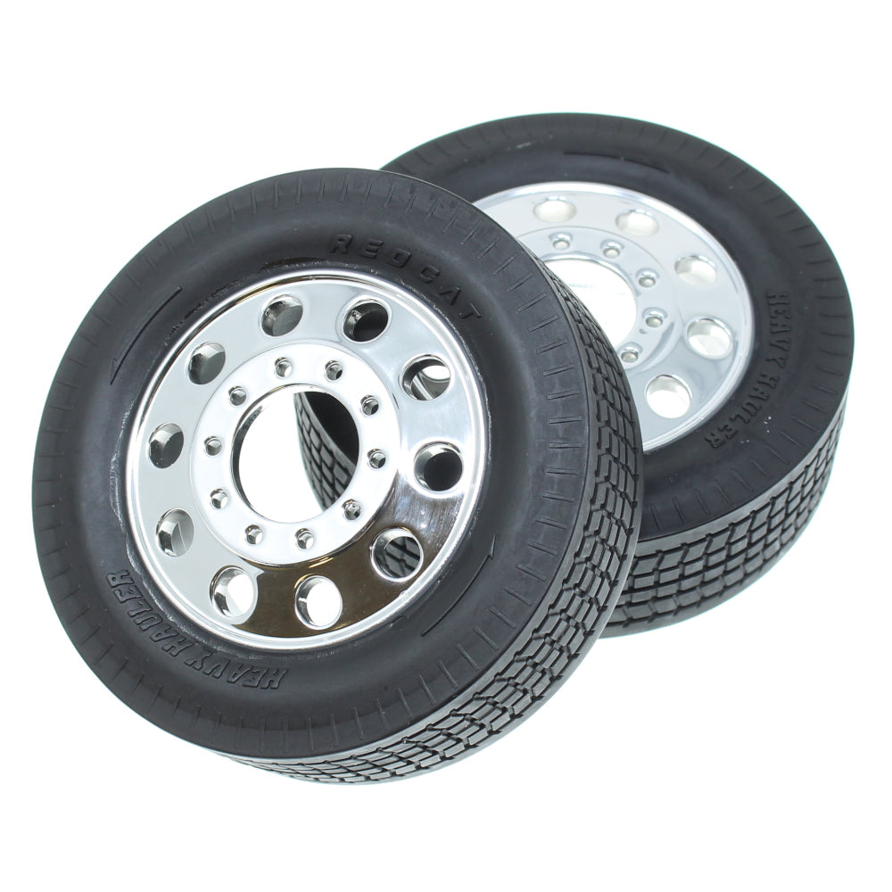 REDCAT - RER24112 Front Pre-Mounted Tires w/ Wheels (Chrome)(1pr) (RER24112)