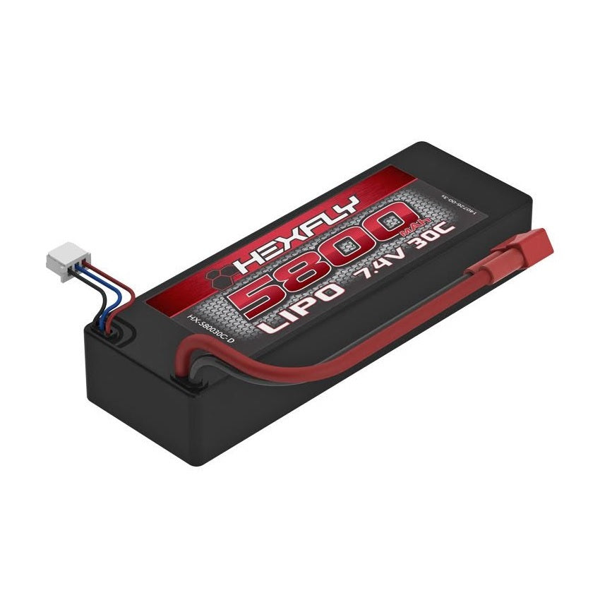 REDCAT - HX-580030C-D Hexfly 2 Cell 7.4V 5800mAh 30C LiPo Battery(T-Plug)(1pc) (HX-580030C-D)