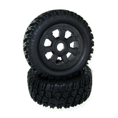REDCAT - 07431 Pre-Mount 1/5th Tires and Wheels(22mmHex)(Black)(1pr) (07431)